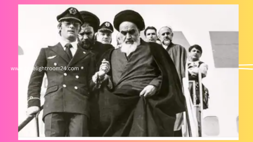 Khomeini-disembarking-from-a-plane-in-Tehran-after-the-1979-revolution