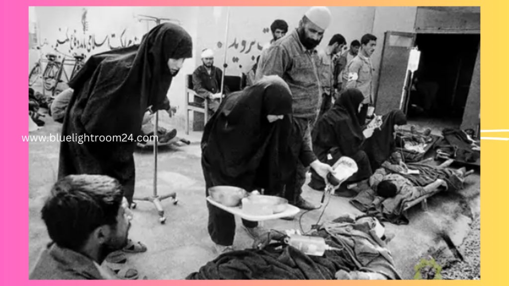 Women treating Iranian soldiers injured in war in 1983.